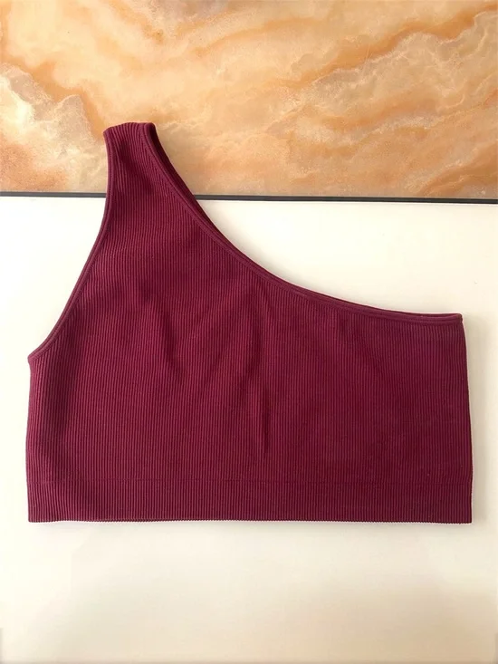 Set Active One-Shoulder Ribbed Crop Top - Picture 2 of 5